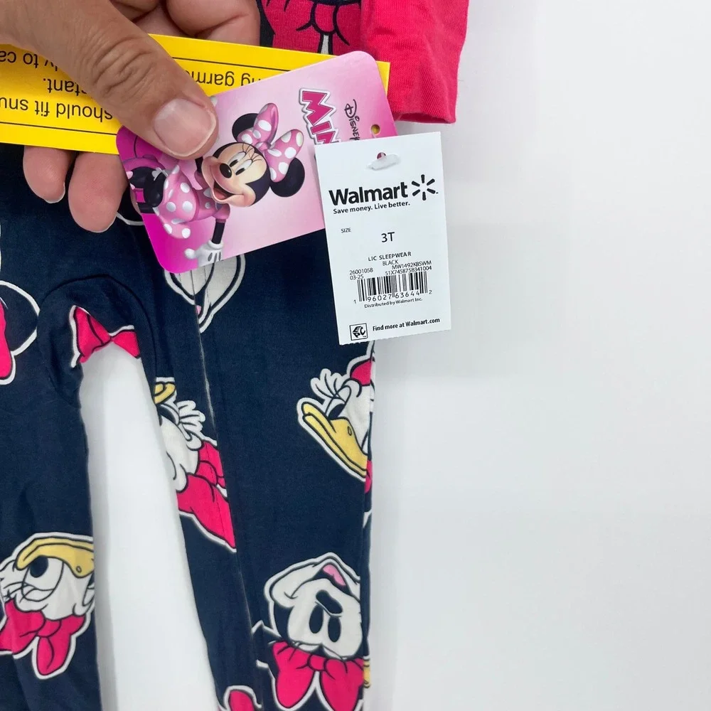 NWT Disney Minnie Mouse Daisy Duck‎ Toddler Girls Pajamas Sleepwear 3T Navy Pink